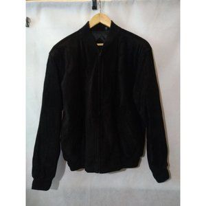 Roundtree & Yorke Black Suede Front Zip Long Sleeve Jacket Size M
